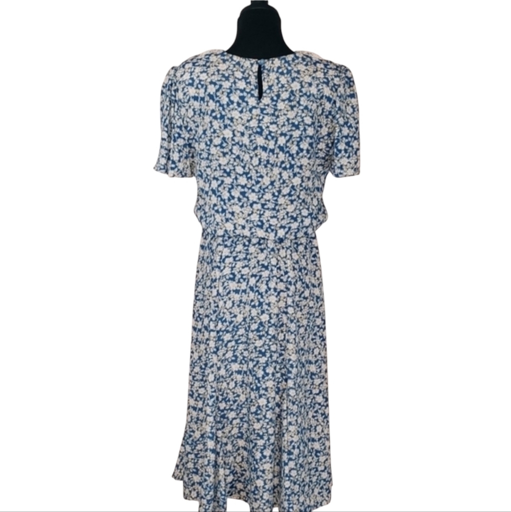 Vintage 70s Starlo Womens Blue Floral Lace Long‎ Maxi Dress sz 9/10 Cottagecore - Picture 6 of 14